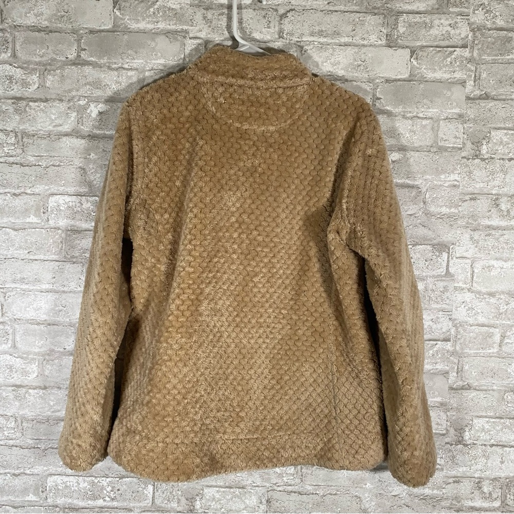 Calvin Klein fuzzy soft Women's Tan chic fleece Jacket size large outdoor - Picture 2 of 9